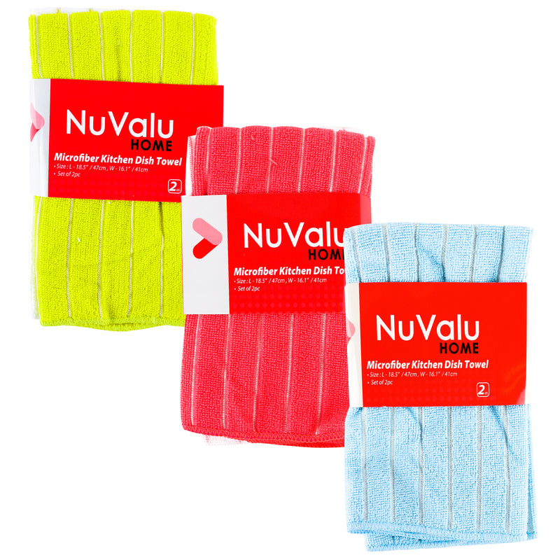 Nuvalu Microfiber Kitchen Dish Towel 2Pk Asst Clrs (24 Pack)