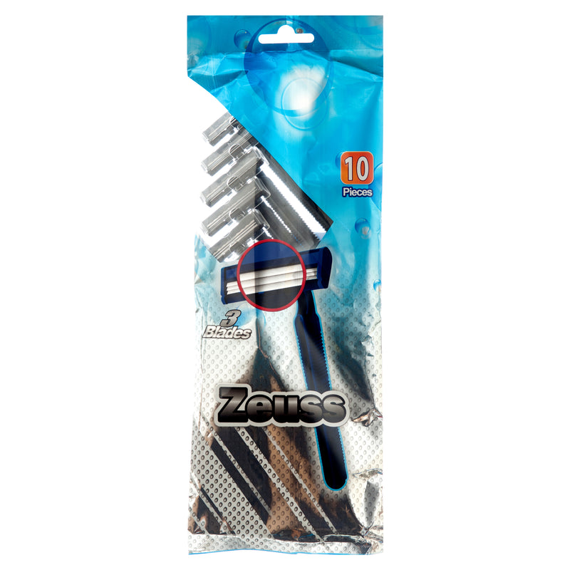 Razor 3 Blades 10Pc Without Lubricating Strip W/Pvc Bag (24 Pack)