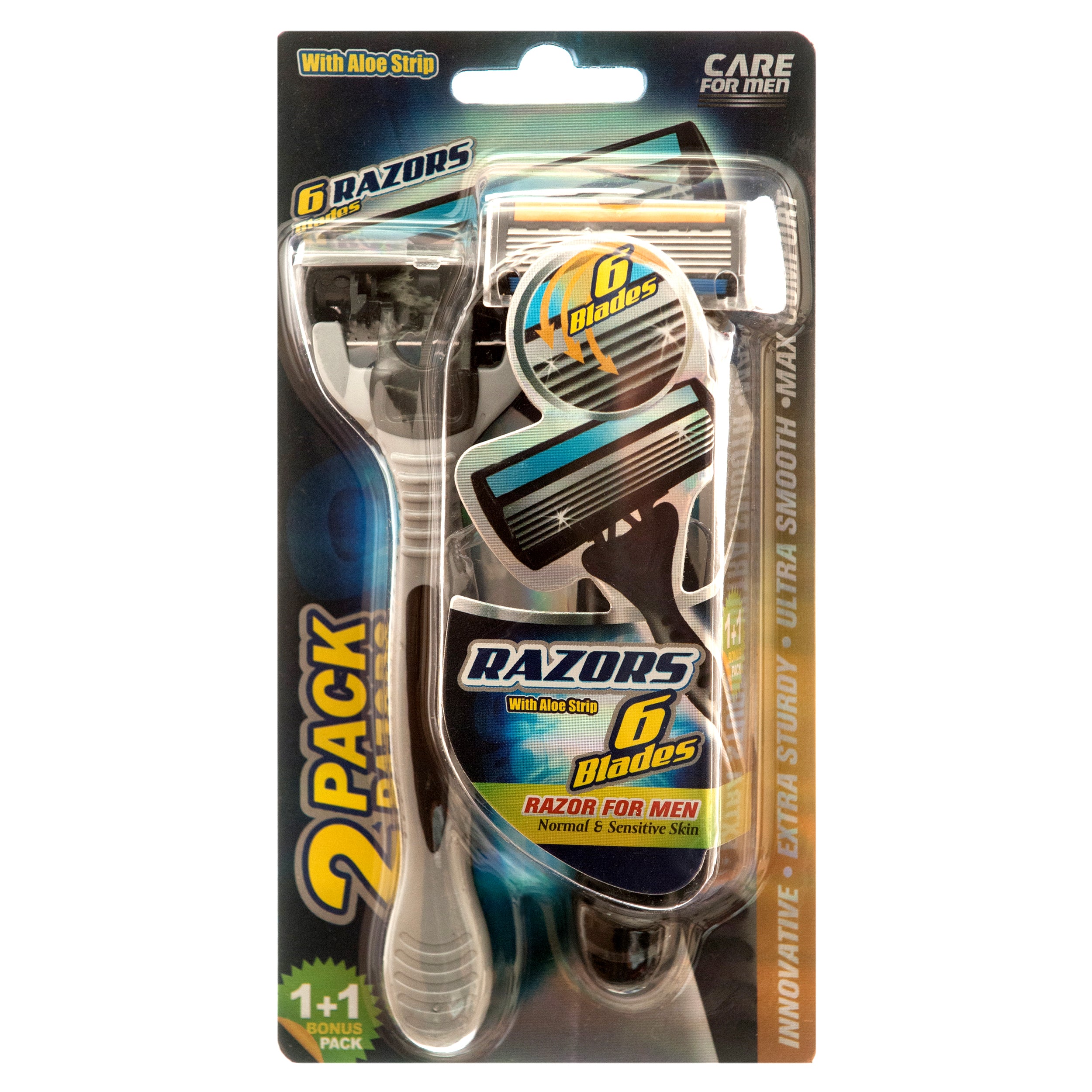 Razor 6 Blades 2Pc For Men W/Aloe Strip (Pack Of 1)