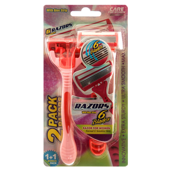 Razor 6 Blades 2Pc For Women W/Aloe Strip (24 Pack)