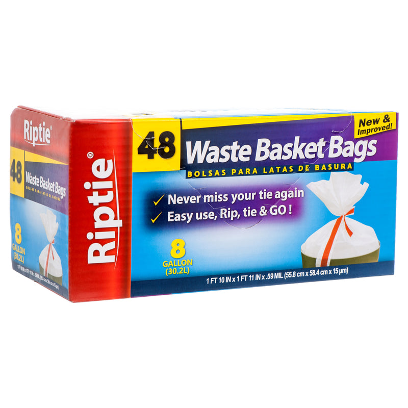 Riptie Trash Bag Waste Basket 8Gal 48Ct