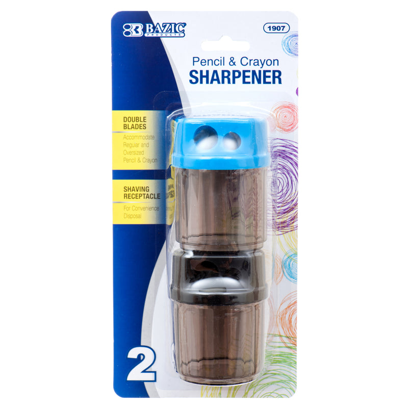 Dual-Blade Pencil & Crayon Sharpener, 2 Count (24 Pack)