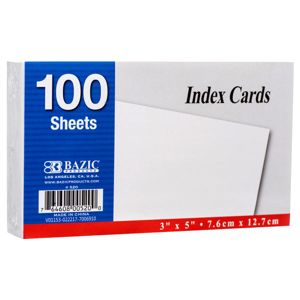Plain Index Card, 3" x 5", 100 Count (36 Pack)