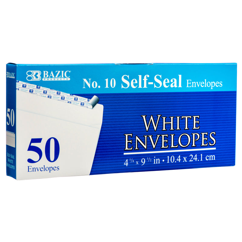 No. 10 Peel & Seal White Envelopes, 50 Count (24 Pack)
