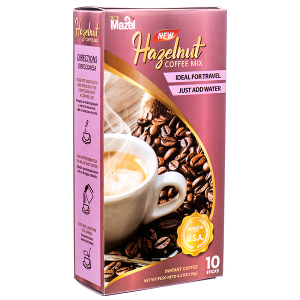 Mazel Instant Coffee, Hazelnut, 10 Count (36 Pack)