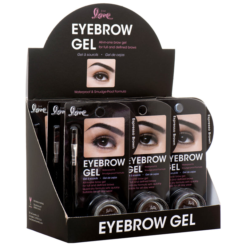 Eyebrow Gel w/ Brush, Espresso Brown (12 Pack)