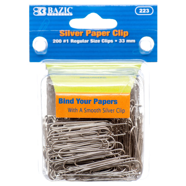 Silver Paper Clips, 200 Count (24 Pack)