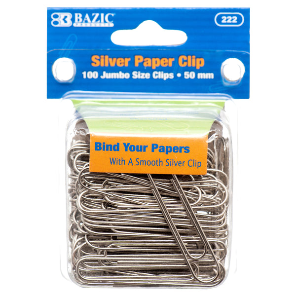 Jumbo Silver Paper Clips, 100 Count (24 Pack)
