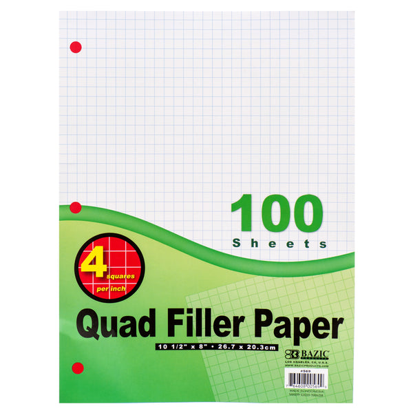 Quad Ruled Filler Paper, 100 Sheet (36 Pack)