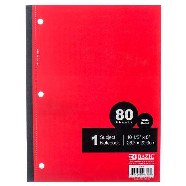 Wide Rule Notebook, 80 Sheet (24 Pack)