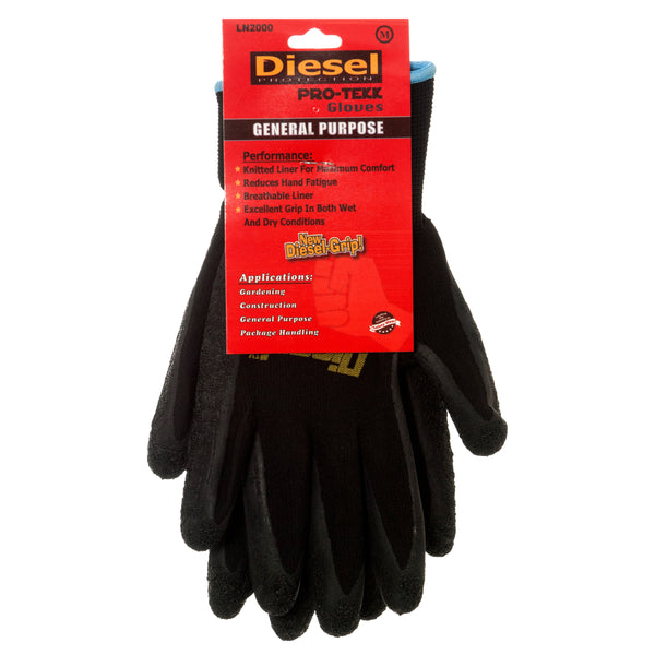 Diesel Latex Glove Pair w/ Crinkle, Medium (12 Pack)