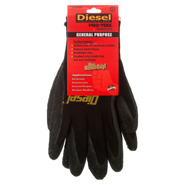 Diesel Latex Glove Pair w/ Crinkle, Large (12 Pack)