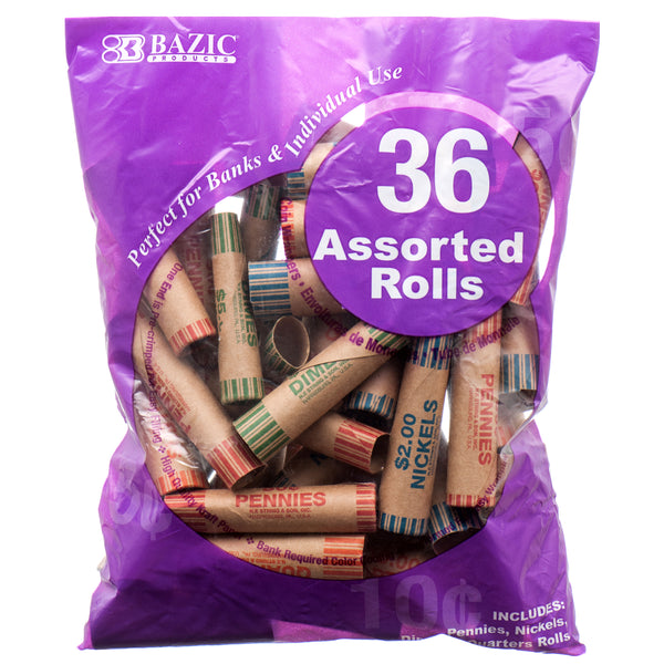 Coin Roll Assortment, 36 Count (50 Pack)