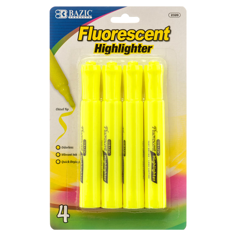 Yellow Highlighter, 4 Count (24 Pack)