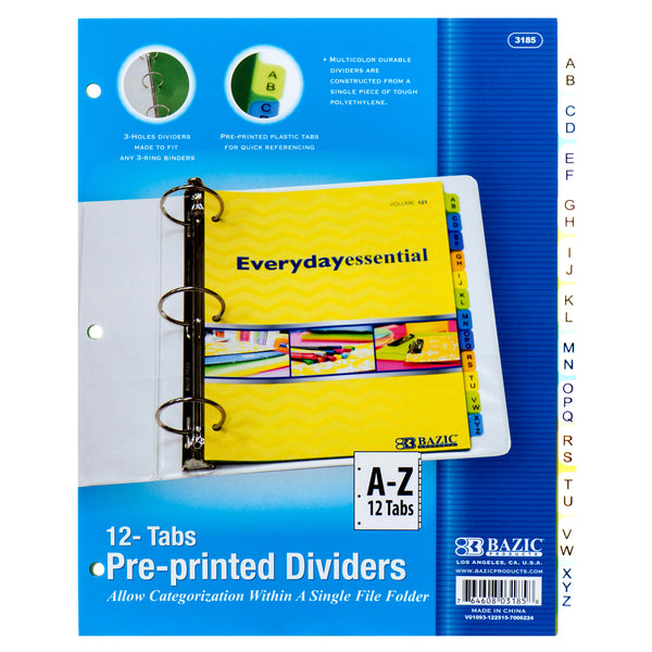 12-Tab Pre-Printed Dividers (24 Pack)