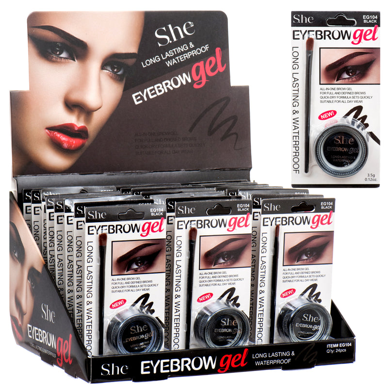 Eyebrow Gel Display Waterproof Black 24 Pc (24 Pack)