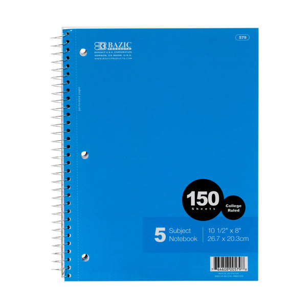 5-Subject College Rule Notebook, 150 Count (24 Pack)