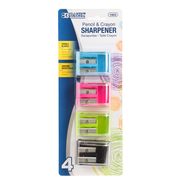 Double Blade Pencil Sharpener, 4 Count (24 Pack)