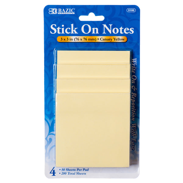 50-Sheet Stick-On Note Pad, 4 Count (24 Pack)