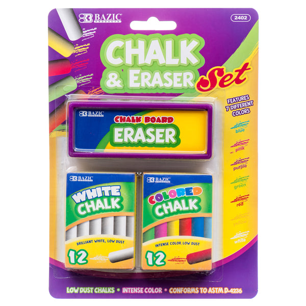 Chalk & Eraser 25-Piece Set (24 Pack)