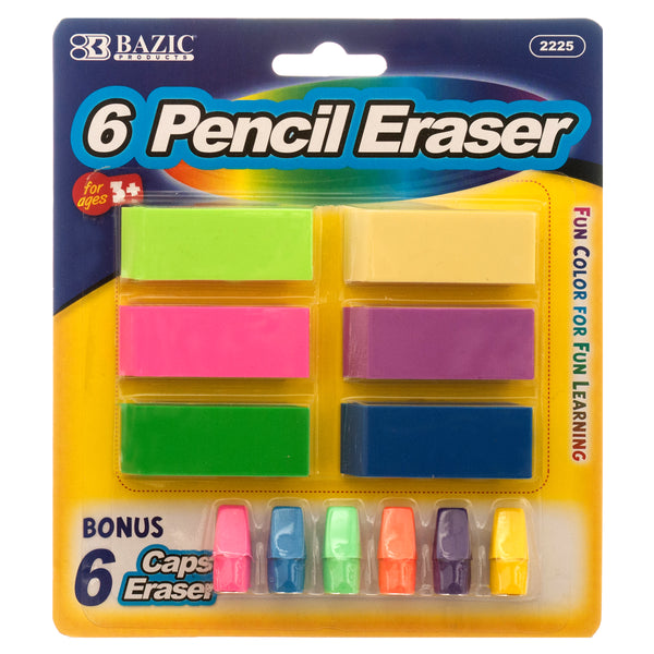 Neon Assorted Erasers, 12 Count (24 Pack)