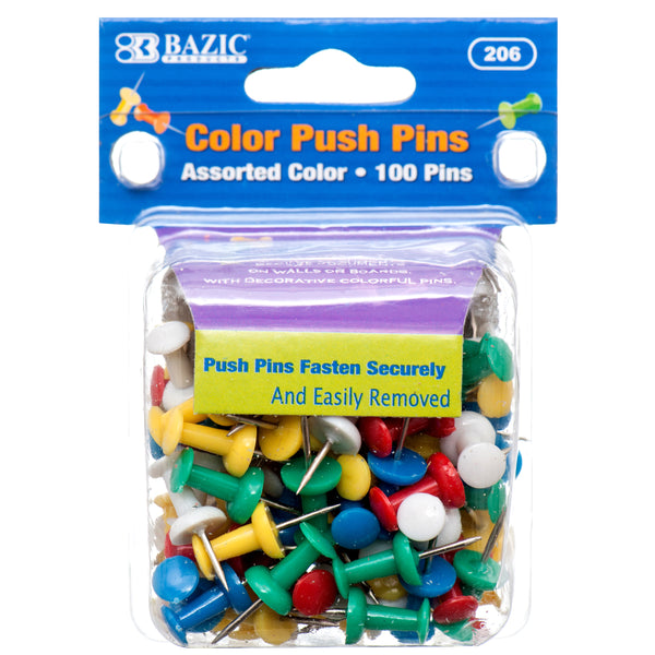 Color Push Pins, 100 Count (24 Pack)