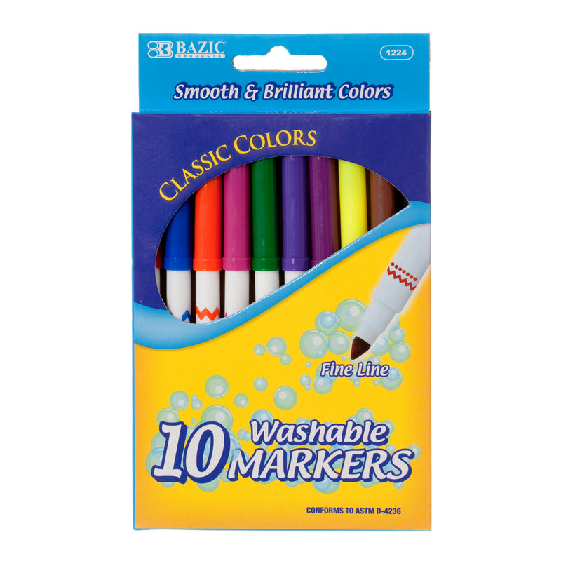 Washable Colored Markers, 10 Count (24 Pack)
