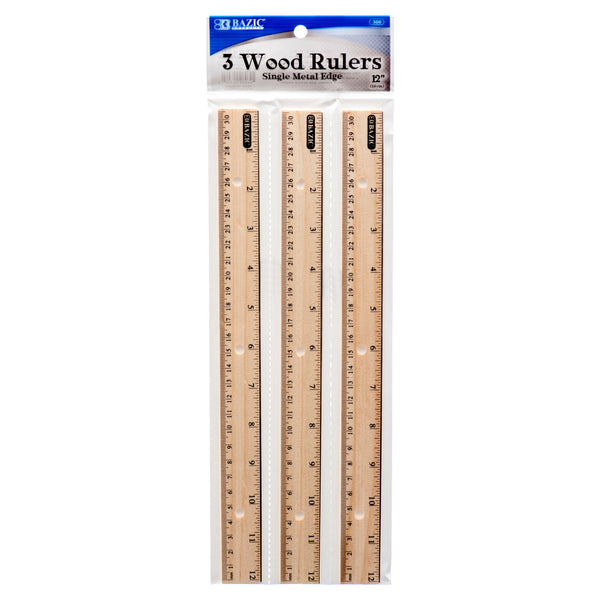 Wooden Ruler, 3 Count (24 Pack)