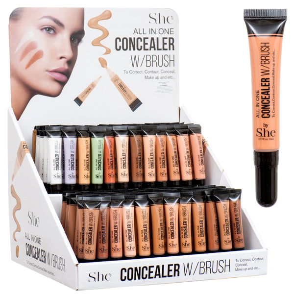 Concealer Display W/Brush All In One Asst Color 144 Pc (144 Pack)