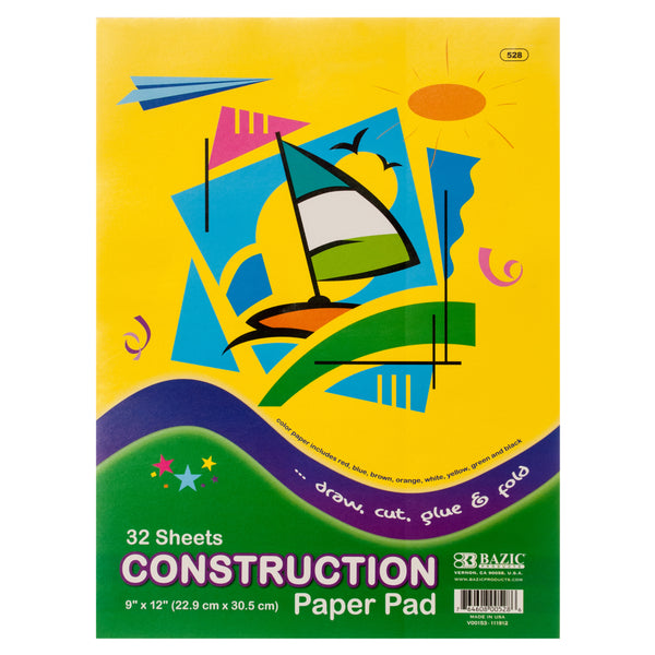 Construction Paper Pad, 32 Sheet, 9" x 12" (48 Pack)