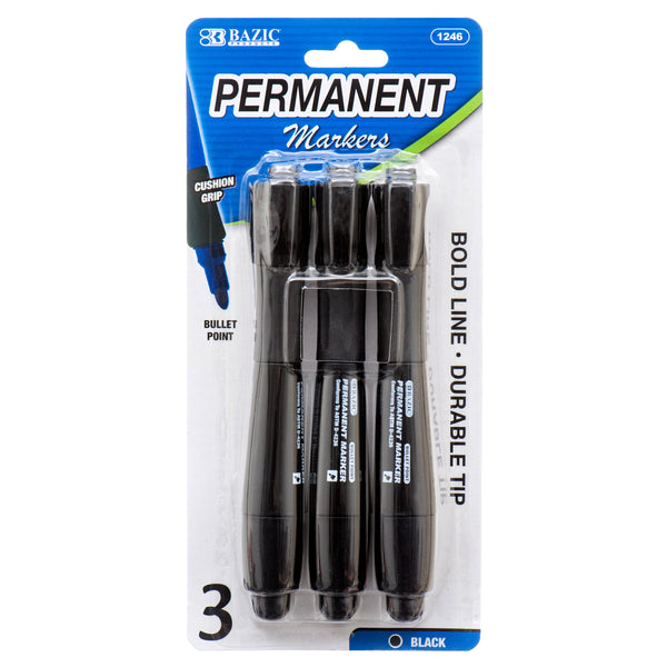 Permanent Black Markers, 3 Count (24 Pack)