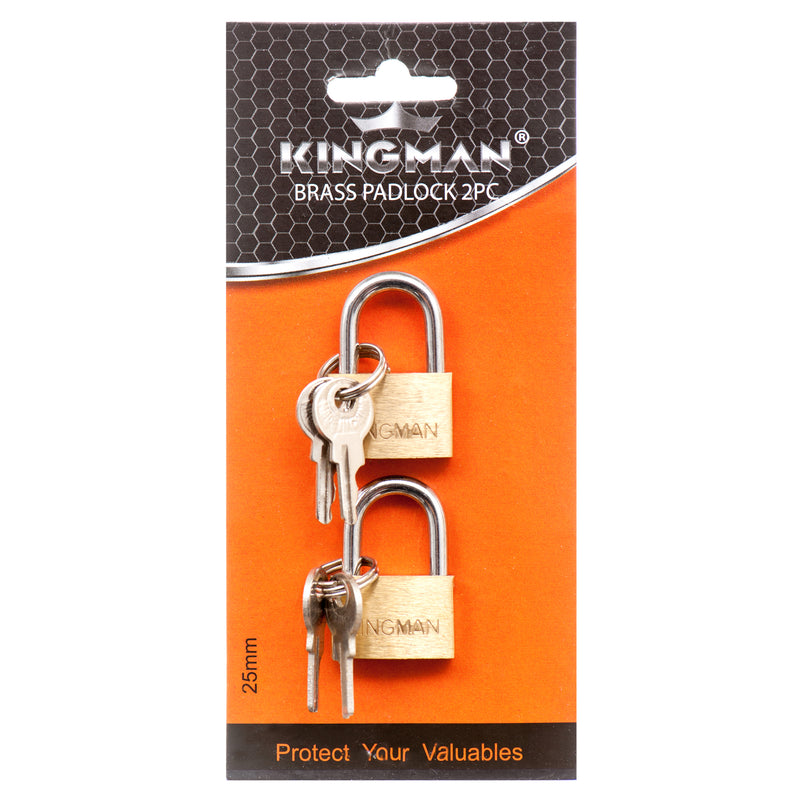 Kingman Brass Padlock 25 Mm 2Pc (12 Pack)