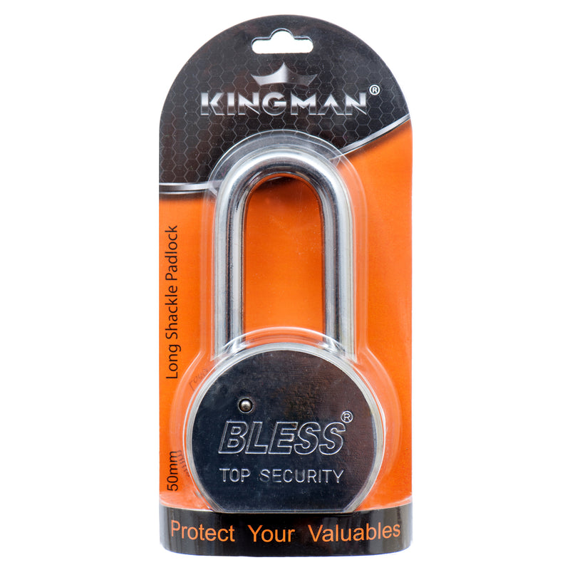 Kingman Steel Padlock Long Shackle 50Mm W/Iron Core (12 Pack)