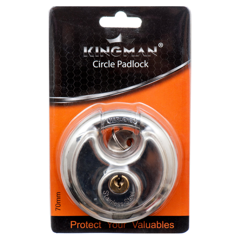 Kingman Diskus Padlock 70Mm W/ Iron Core (12 Pack)