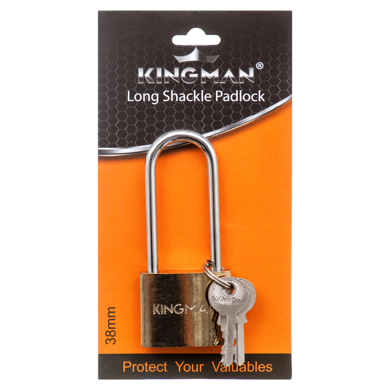 Kingman Brass Padlock Long Shackle 38Mm W/ Iron Core (12 Pack)