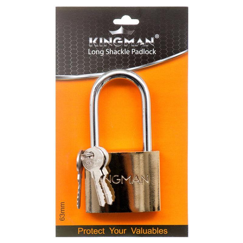 Kingman Brass Padlock Long Shackle 63Mm W/ Iron Core (12 Pack)