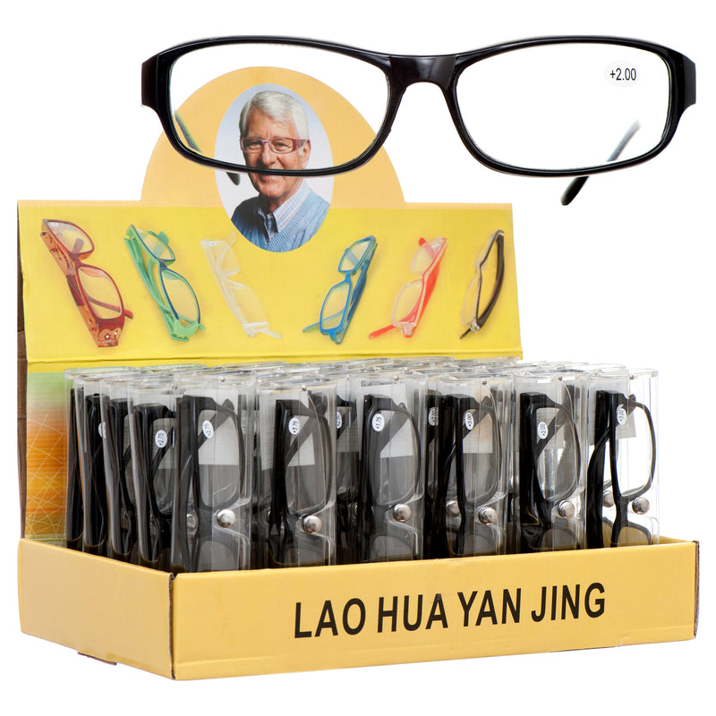 Reading Glasses w/ Case, Black (30 Pack)