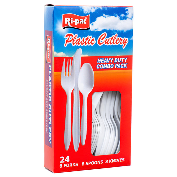 Plastic Cutlery Combo 24Ct White Hvy Duty In Box (24 Pack)