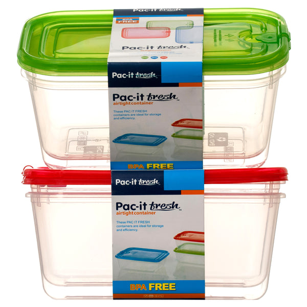 Plastic Container Rect 960Ml 2Pc Set 3 Asst Clr #75032P (48 Pack)