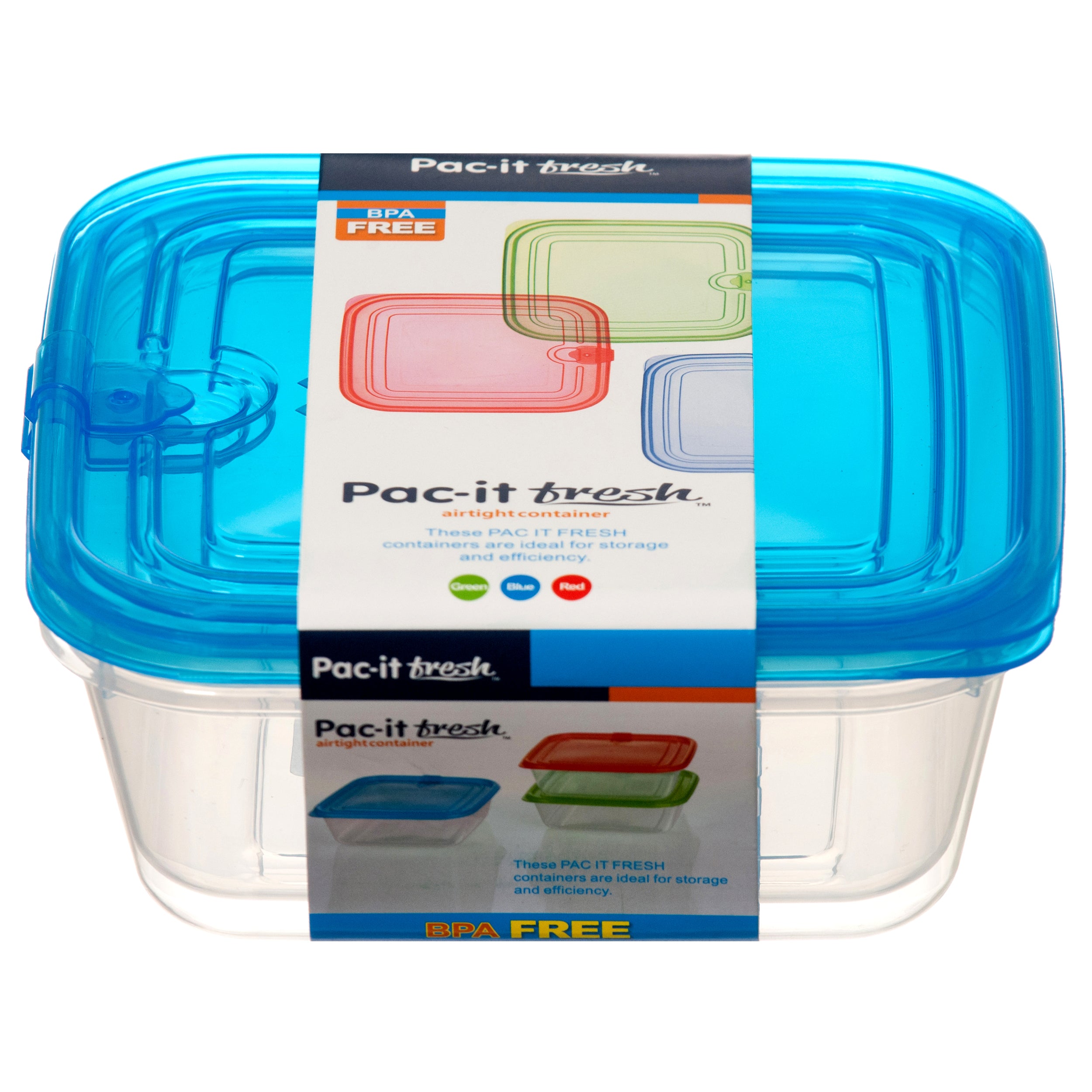 Plastic Container Sq 680Ml 2Pc Set 3 Asst Clr #75023P (48 Pack)