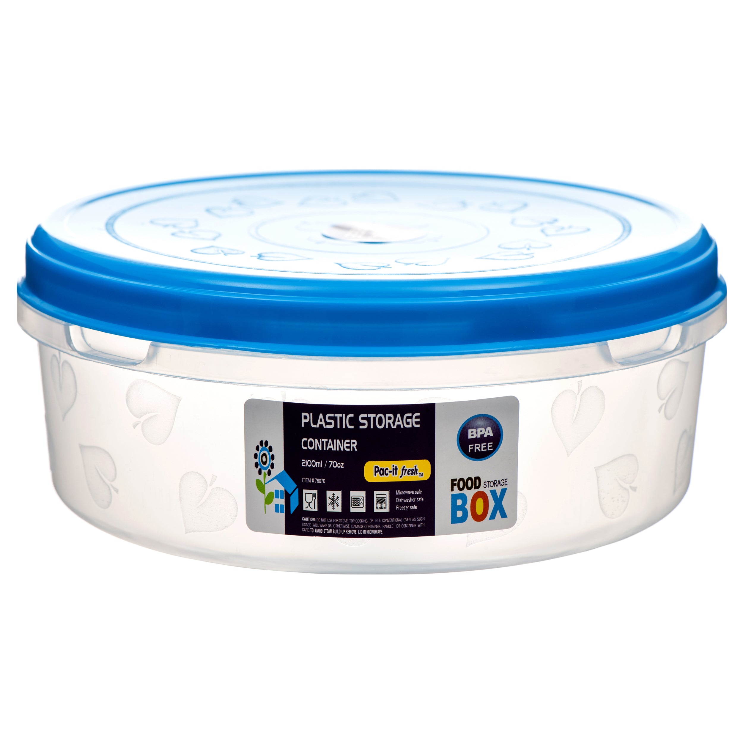 Plastic Container Rd 2.1L 2 Asst Clr #76070 (36 Pack)