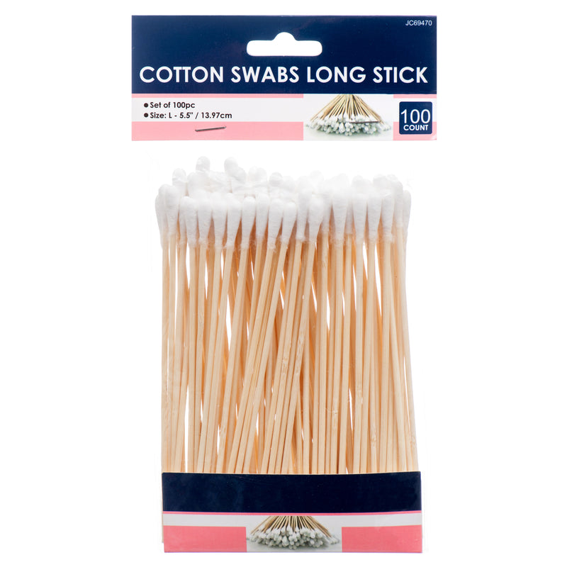 NuValu Long Stick Cotton Swabs, 100 Count (24 Pack)
