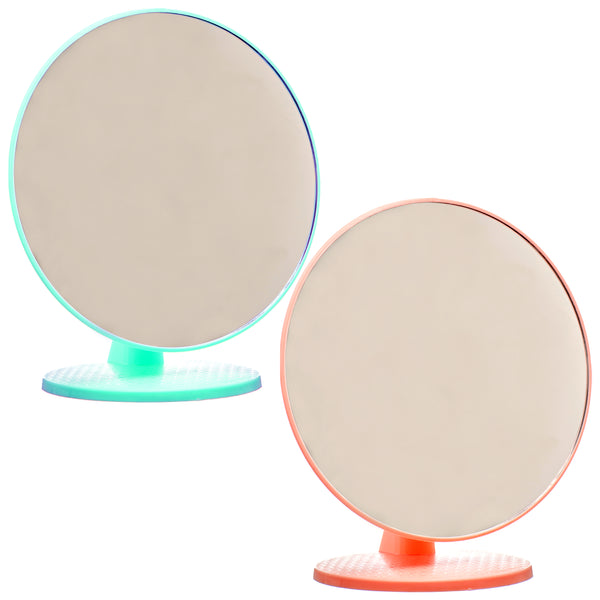 Round Mirror w/ Stand, 7" x 9" (12 Pack)