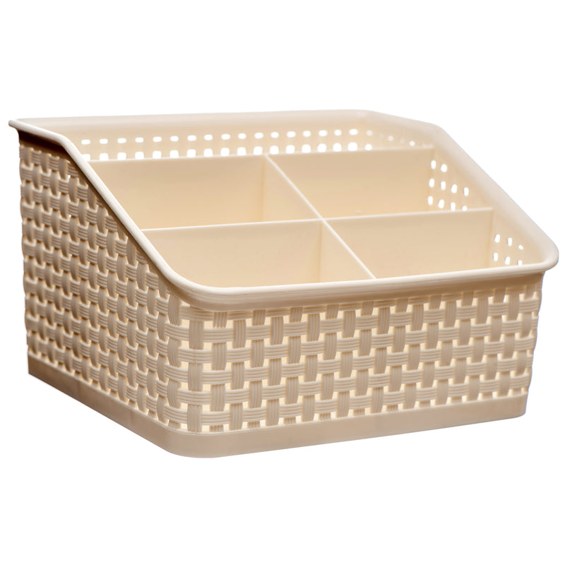 NuValu Plastic Multipurpose 6" Organizer, Rattan, Ivory (15 Pack)