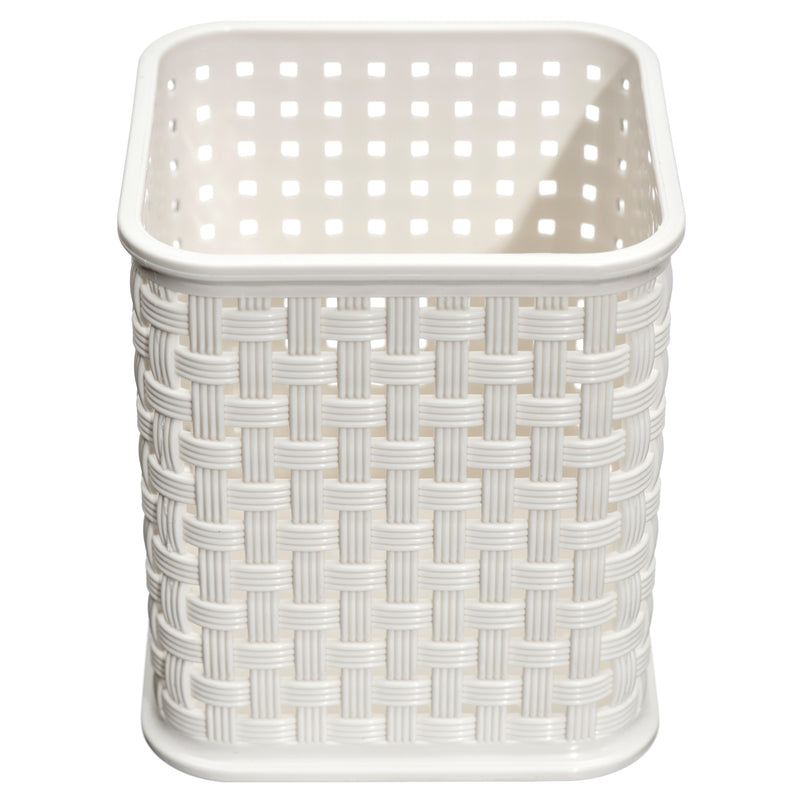 NuValu Plastic Multipurpose 3" Basket, Rattan, Ivory (12 Pack)