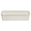 NuValu Plastic Multipurpose 12" Basket, Rattan, Ivory (12 Pack)