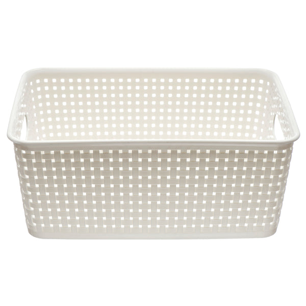 NuValu Plastic Multipurpose 7" Basket, Rattan, White (12 Pack)