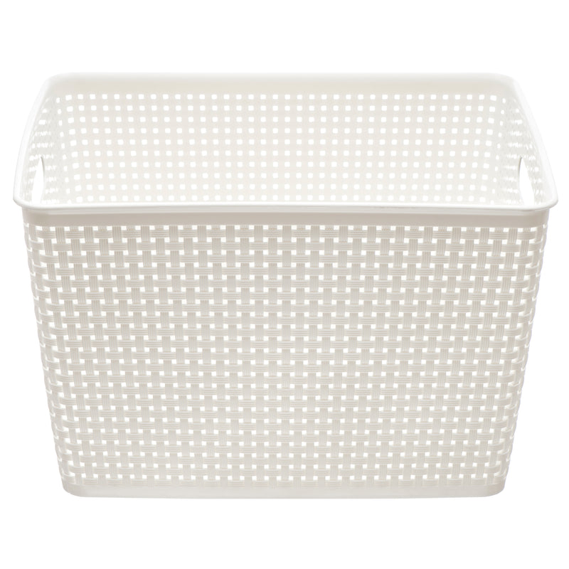 NuValu Plastic Multipurpose 13" Basket, Rattan, White (12 Pack)