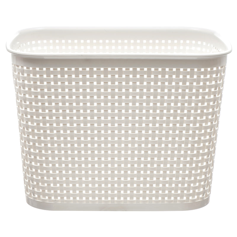NuValu Plastic Multipurpose 17" Basket, Rattan, White (12 Pack)