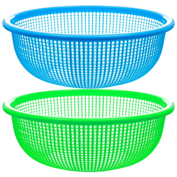 NuValu Round Plastic 10" Colander, Assorted Colors (12 Pack)